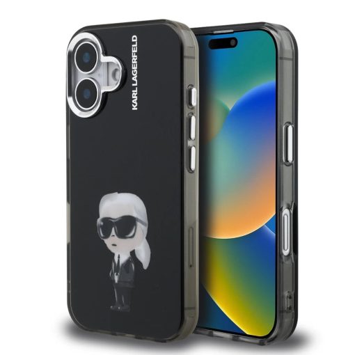 Karl Lagerfeld IML Aquarelle Karl tok iPhone 16 készülékhez fekete