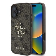 Guess PU 4G Metal Logo tok iPhone 16 készülékhez barna