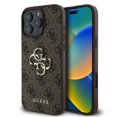   Guess PU 4G Metal Logo tok iPhone 16 Pro készülékhez barna