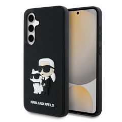   Karl Lagerfeld 3D Rubber Karl and Choupette tok Samsung Galaxy S24 FE készülékhez fekete