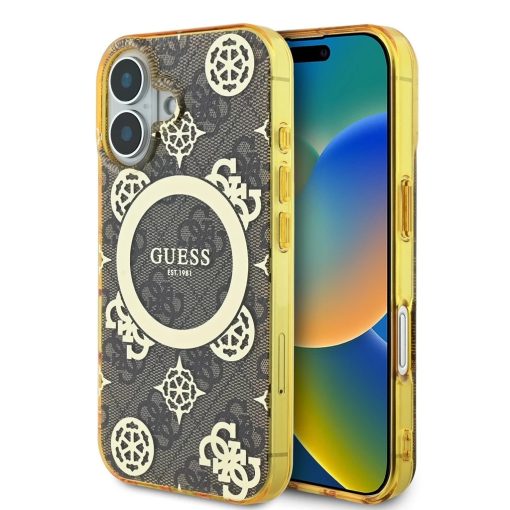 Guess IML 4G Peony MagSafe tok iPhone 16 készülékhez barna