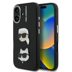   Karl Lagerfeld Grained PU K&CH Heads tok iPhone 16 készülékhez fekete