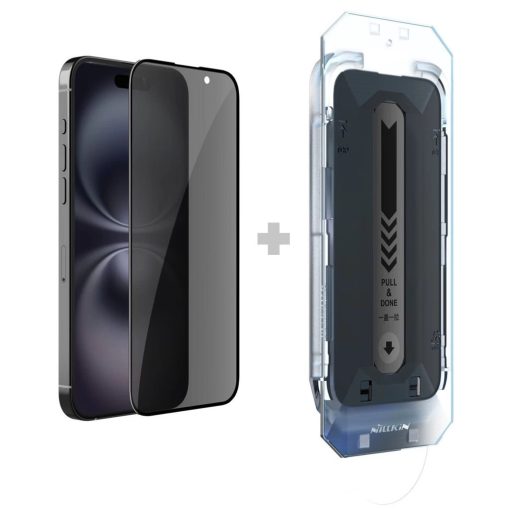 Nillkin edzett üveg 0.25mm Guardian 2.5D for Apple iPhone 16 készülékhez, fekete (applikátorral)