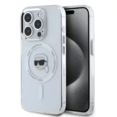   Karl Lagerfeld IML Karl Head Metal Frame MagSafe tok iPhone 15 Pro Max készülékhez átlátszó