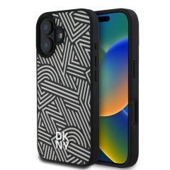   DKNY PU Leather Crosswalk Pattern Magsafe tok iPhone 16 készülékhez elefántcsont