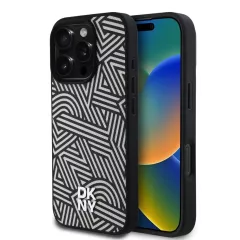   DKNY PU Leather Crosswalk Pattern Magsafe tok iPhone 16 Pro Max készülékhez elefántcsont