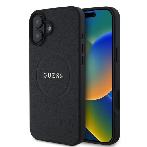 Guess PU Grained Classic Logo MagSafe tok iPhone 16 készülékhez fekete