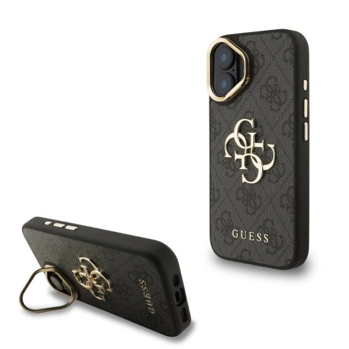 Guess PU 4G Metal Logo Stand Camera Frame tok iPhone 16 készülékhez fekete