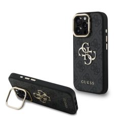  Guess PU 4G Metal Logo Stand Camera Frame tok iPhone 16 Pro készülékhez fekete