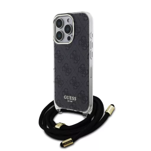 Guess IML 4G nyomtatott vállpántos tok iPhone 16 Pro készülékhez fekete