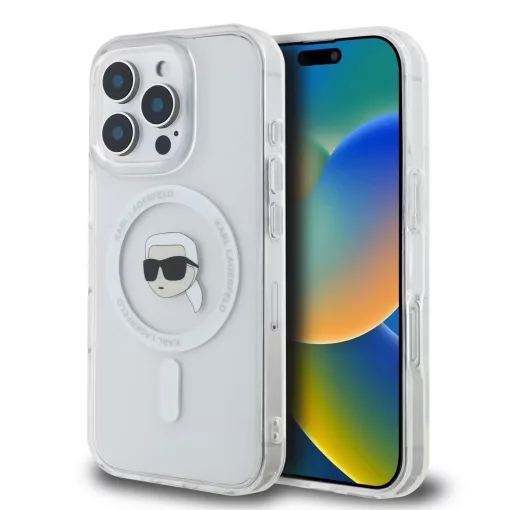 Karl Lagerfeld IML Karl Head Metal Frame MagSafe tok iPhone 16 Pro készülékhez átlátszó