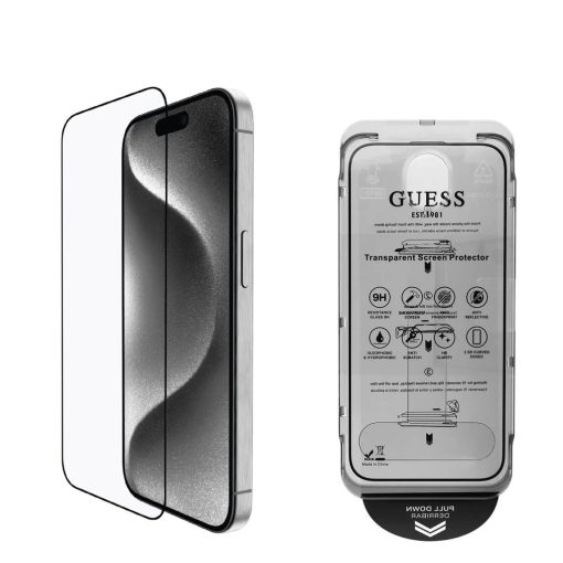Guess kijelzővédő 2.5D iPhone 16 Pro készülékhez fekete