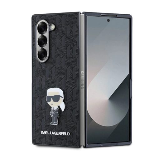 Karl Lagerfeld PU Saffiano Monogram Ikonik tok Samsung Galaxy Z Fold 6 készülékhez fekete
