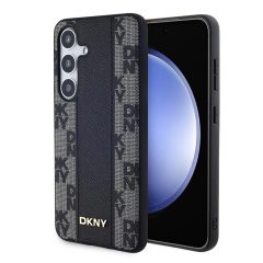   DKNY PU bőr Checkered Pattern Magsafe tok Samsung Galaxy S24 készülékhez fekete