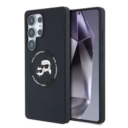 Karl Lagerfeld Liquid Silicone K&CH Heads MagSafe tok Samsung Galaxy S25 Ultra készülékhez fekete