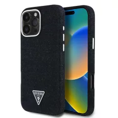   Guess Denim Triangle Logo MagSafe tok iPhone 16 Pro készülékhez fekete