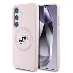   Karl Lagerfeld Liquid Silicone K&CH Heads MagSafe tok Samsung Galaxy S25 készülékhez rózsaszín