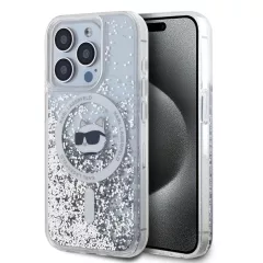   Karl Lagerfeld Liquid Glitter Choupette Head MagSafe tok iPhone 15 Pro Max készülékhez átlátszó