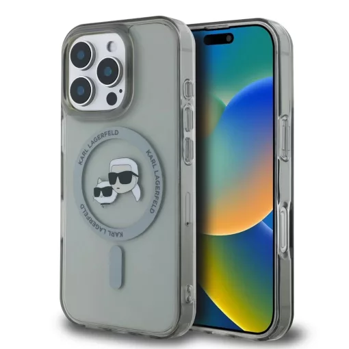 Karl Lagerfeld IML K&CH Heads Metal Frame MagSafe tok iPhone 16 Pro készülékhez fekete