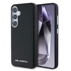   Karl Lagerfeld PU Saffiano Metal Logo and Frame tok Samsung Galaxy S25 készülékhez fekete