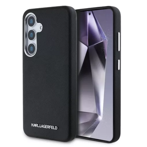Karl Lagerfeld PU Saffiano Metal Logo and Frame tok Samsung Galaxy S25 készülékhez fekete