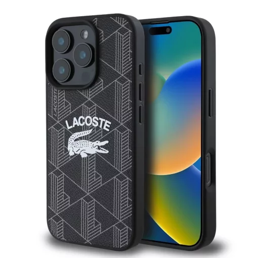 Lacoste Blend Monogram MagSafe tok iPhone 16 Pro készülékhez fekete