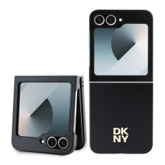  DKNY PU bőr Stack Logo tok Samsung Galaxy Z Flip 6 készülékhez fekete