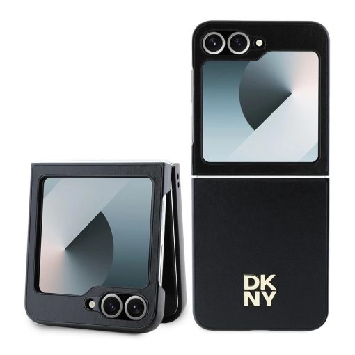 DKNY PU bőr Stack Logo tok Samsung Galaxy Z Flip 6 készülékhez fekete