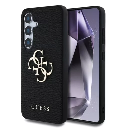 Guess PU Grained 4G Metal Logo tok Samsung Galaxy S25 készülékhez fekete