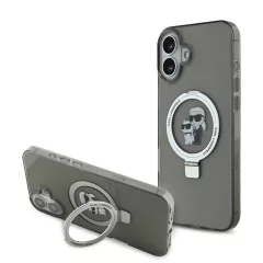   Karl Lagerfeld Ringstand Karl and Choupette MagSafe tok iPhone 16 Plus készülékhez fekete