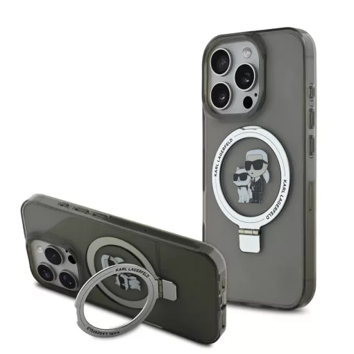 Karl Lagerfeld Ringstand Karl and Choupette MagSafe tok iPhone 16 Pro Max készülékhez fekete