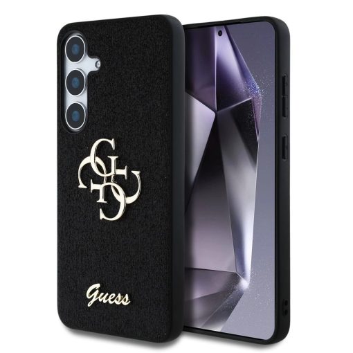 Guess PU Fixed Glitter 4G Metal Logo tok Samsung Galaxy S25+ készülékhez fekete