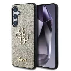   Guess PU Fixed Glitter 4G Metal Logo tok Samsung Galaxy S25 készülékhez arany
