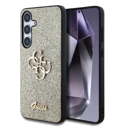 Guess PU Fixed Glitter 4G Metal Logo tok Samsung Galaxy S25+ készülékhez arany