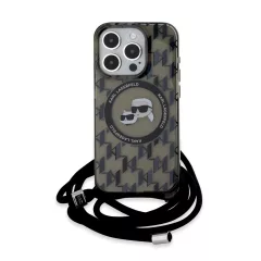   Karl Lagerfeld IML Monogram Crossbody K&CH Heads MagSafe tok iPhone 15 Pro Max készülékhez fekete