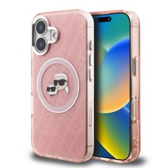   Karl Lagerfeld IML K&CH Heads Repeated Logo MagSafe tok iPhone 16 készülékhez rózsaszín