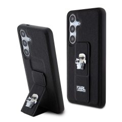   Karl Lagerfeld Saffiano Grip Stand Metal Logo tok Samsung Galaxy S24 készülékhez fekete