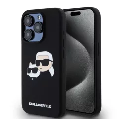   Karl Lagerfeld Liquid Silicone Double Heads MagSafe tok iPhone 15 Pro készülékhez fekete