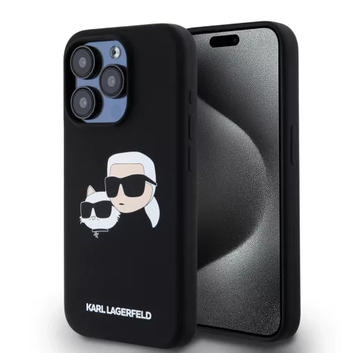 Karl Lagerfeld Liquid Silicone Double Heads MagSafe tok iPhone 15 Pro készülékhez fekete