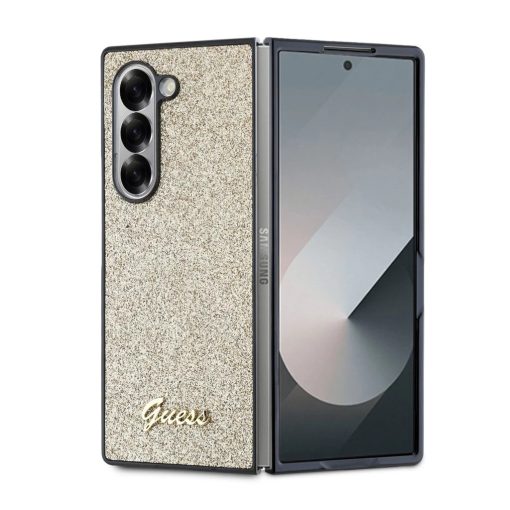 Guess PC/TPU Glitter Flakes Metal Logo tok Samsung Galaxy Z Fold 6 készülékhez arany