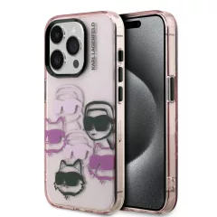   Karl Lagerfeld IML Multi K&CH Heads tok iPhone 15 Pro készülékhez rózsaszín