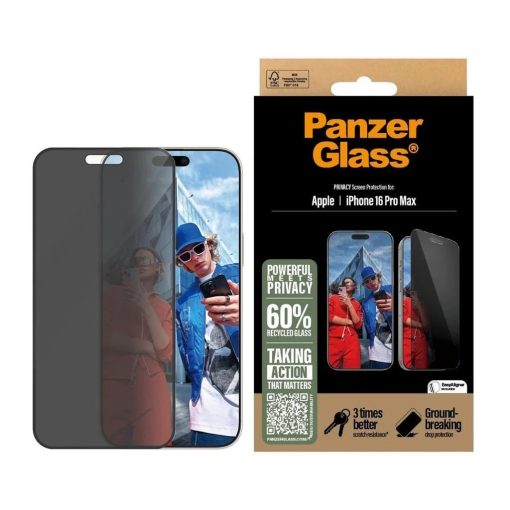 PanzerGlass Privacy Tempered Glass UWF Apple iPhone 16 Pro Max készülékhez fekete
