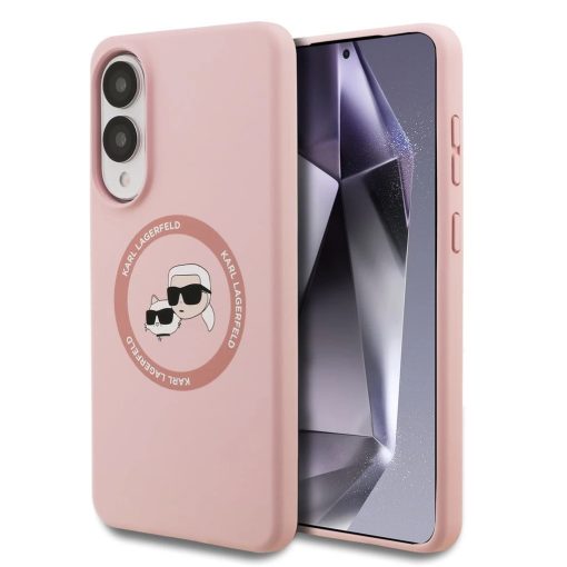 Karl Lagerfeld Liquid Silicone Double Heads MagSafe tok Samsung Galaxy S25 Edge készülékhez rózsaszín