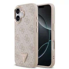   Guess PU Leather 4G Triangle Logo Gold Frame MagSafe tok iPhone 17 készülékhez rózsaszín
