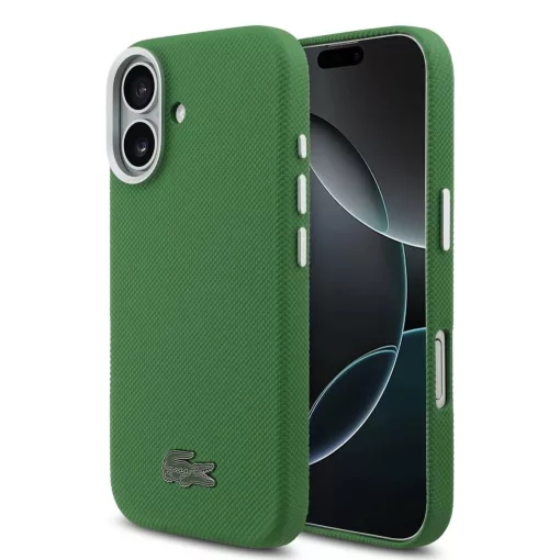 Lacoste Iconic Petit Pique Metal Logo MagSafe tok iPhone 17 készülékhez zöld