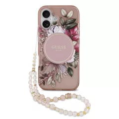   Guess IML Flowers Strap MagSafe tok iPhone 17 készülékhez rózsaszín