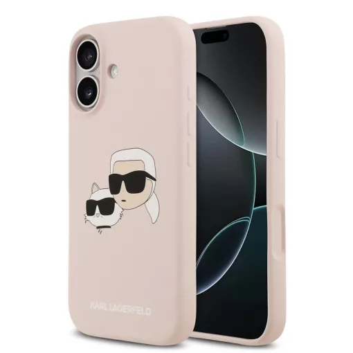 Karl Lagerfeld Liquid Silicone Double Heads MagSafe tok iPhone 17 készülékhez rózsaszín
