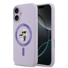   Karl Lagerfeld Liquid Silicone Karl and Choupette MagSafe tok iPhone 17 készülékhez lila