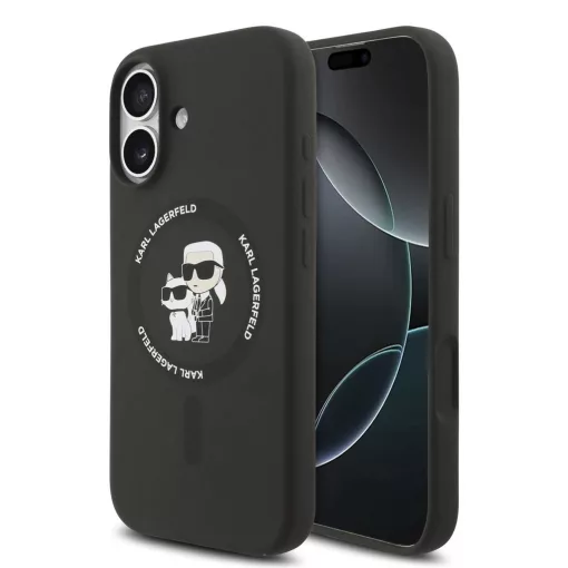 Karl Lagerfeld Liquid Silicone Karl and Choupette MagSafe tok iPhone 17 készülékhez fekete