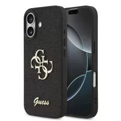  Guess PU Fixed Glitter 4G Metal Logo Tok iPhone 17 készülékhez fekete